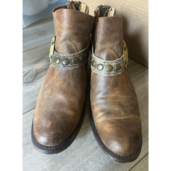 Circle G by Corral Western Cowboy Short Booties Burnished Brown Strap Size 9.5 - Picture 2 of 15